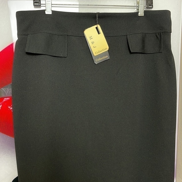 M & J Collection Black Straight Pencil Skirt Women's L Zipper in the Back - Picture 2 of 9